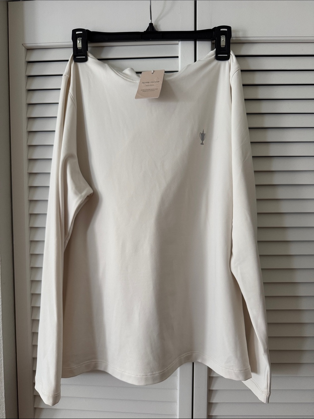 Peter Millar Cream Long-Sleeve Crewneck Sweatshirt